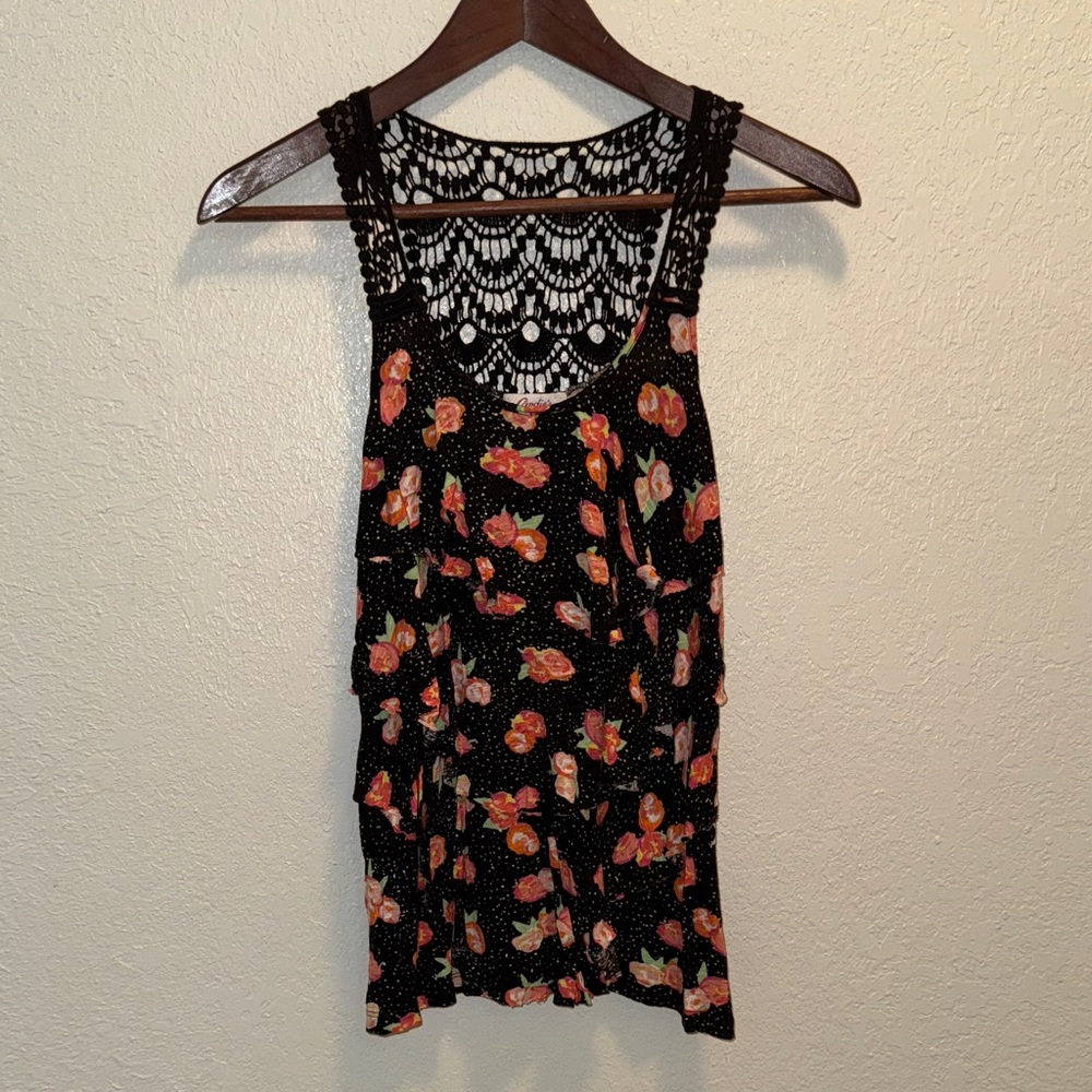 Candie's Black Floral Lace Tank Top